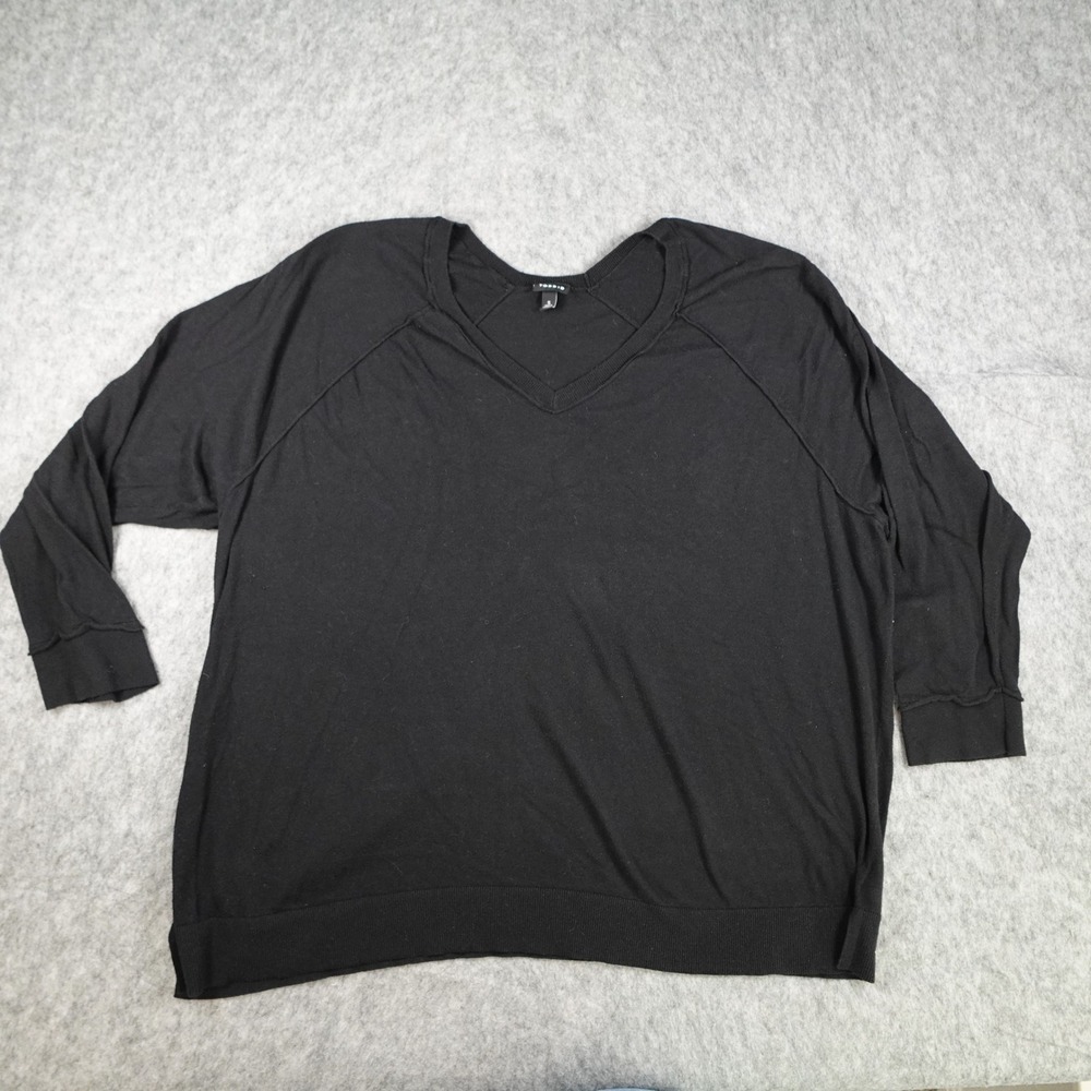 Torrid Sweater Women 5X Black V Neck Raglan Sleeve Cotton Knit Pullover